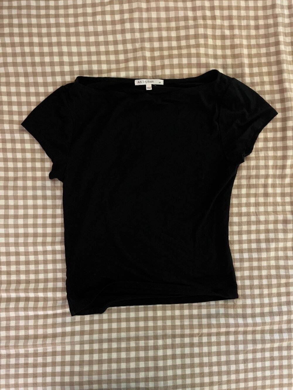Black Boatneck Short Sleeve Shirt